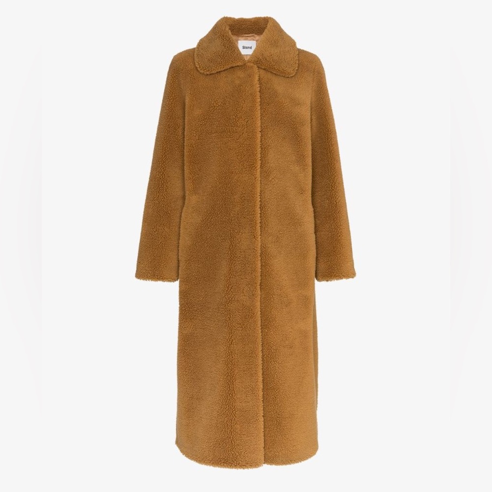 NWT Stand Studio Brown Gilberte Teddy Faux-Fur Coat Size Medium $455